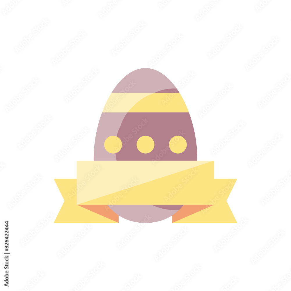 Fototapeta premium easter egg with decorative ribbon, colorful and flat style design