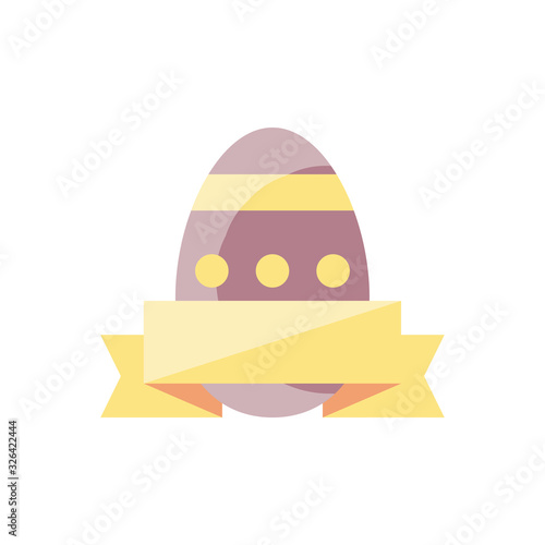 easter egg with decorative ribbon, colorful and flat style design