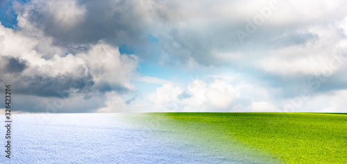 Jahreszeiten Wechsel vom Winter in den Frühling