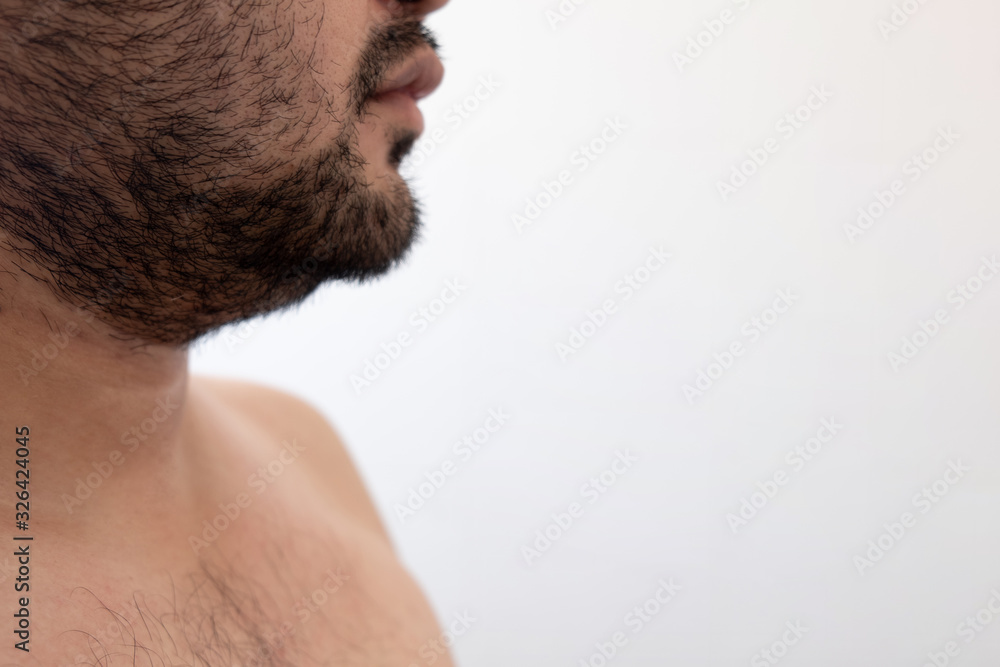 Fototapeta premium Mature bearded man profile. hipster with moustache and beard.