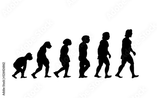 silhouette evolution theory, black and white illustration