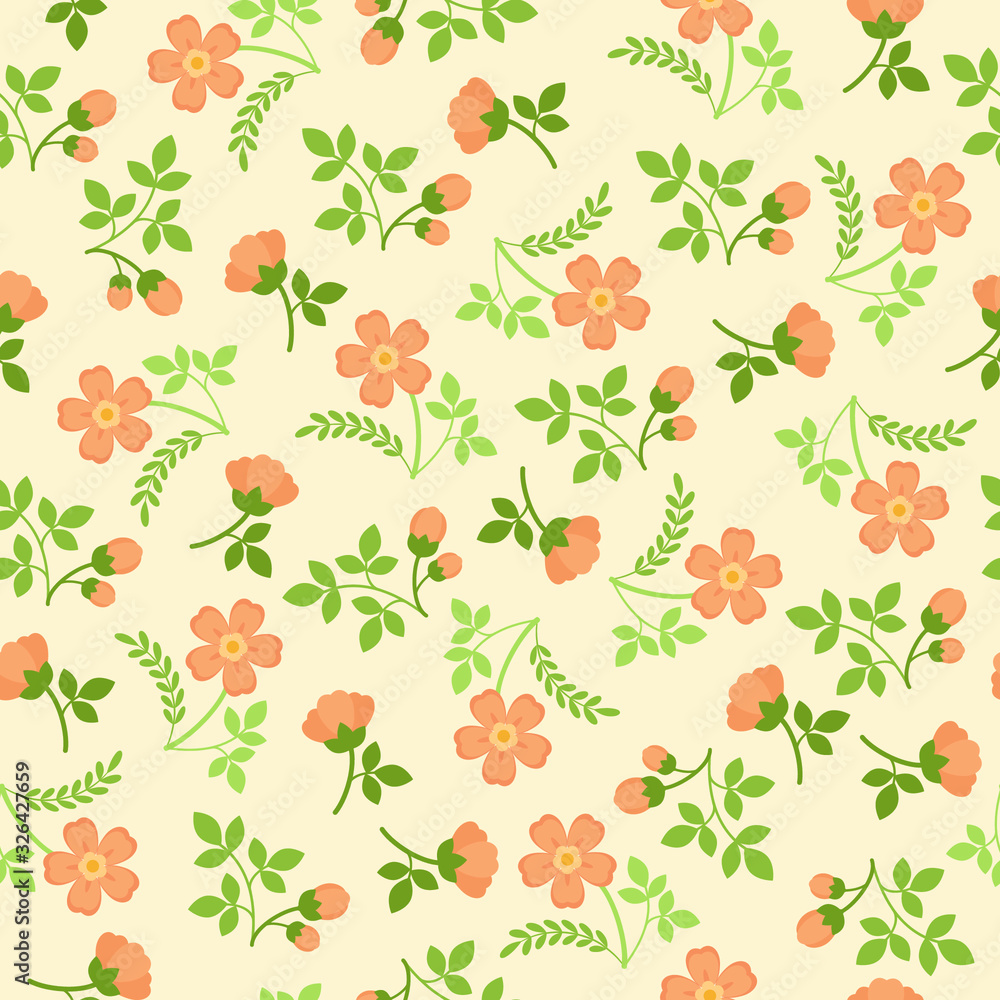 Retro Seamless Pattern Woodland Flower Retro Seamless Pattern Woodland Flower