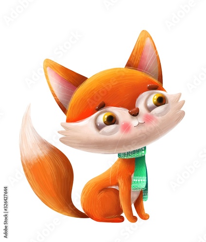 cartoon kind fox with letter of the alphabet