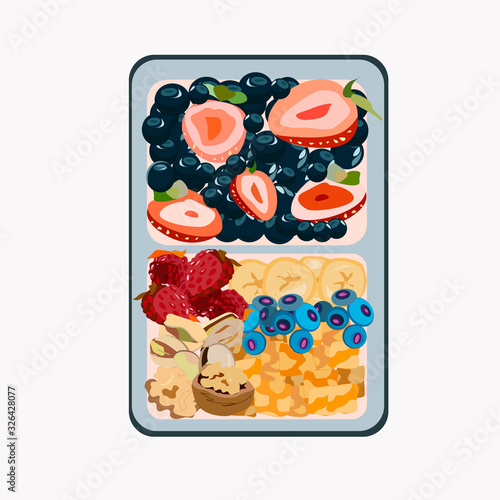 healthy food vegetables with fruit and nuts