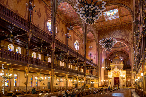 splendid interior of jewish Doh  ny Street Synagogue in Budapest