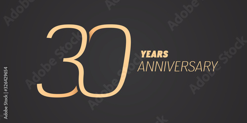 30 years anniversary vector icon, logo. Graphic design element with gold color number