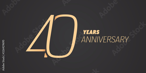 40 years anniversary vector icon, logo. Graphic design element with gold color number