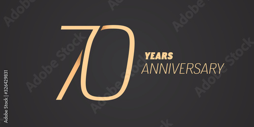 70 years anniversary vector icon, logo. Graphic design element with gold color number