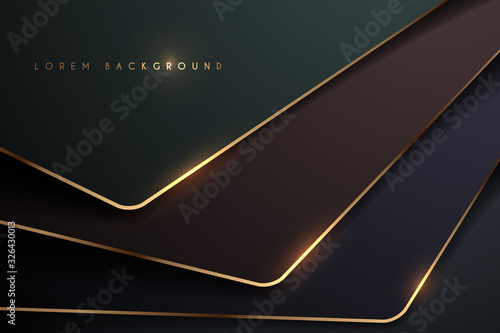 Color paper sheets with golden edging background