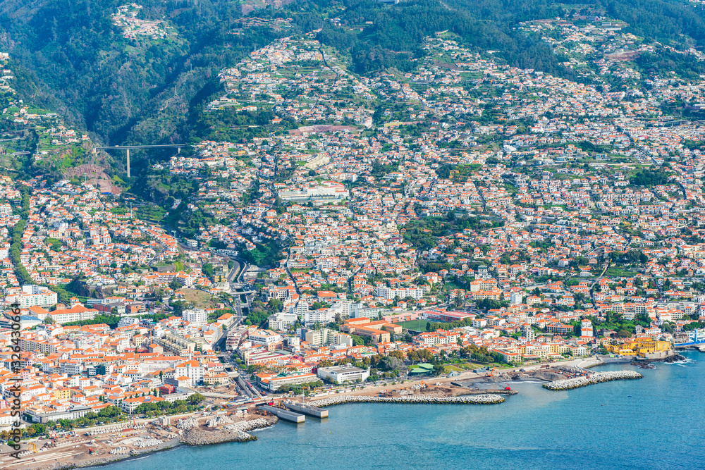 Sprawling mountainside city at the water's edge, Funchal, Madeira.