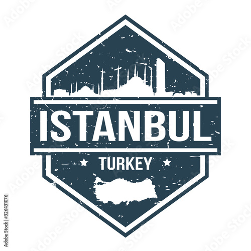 Istanbul Turkey Travel Stamp. Icon Skyline City Design Vector.