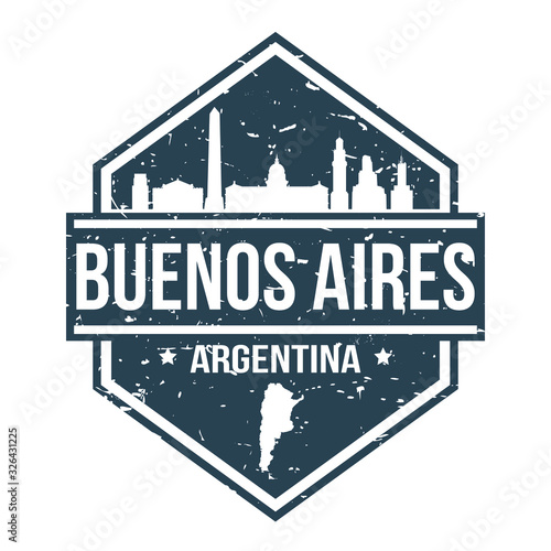 Buenos Aires Argentina Travel Stamp. Icon Skyline City Design Vector.