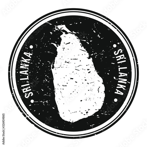 Sri Lanka Map Symbol. Round Design Stamp Travel and Business Vector.