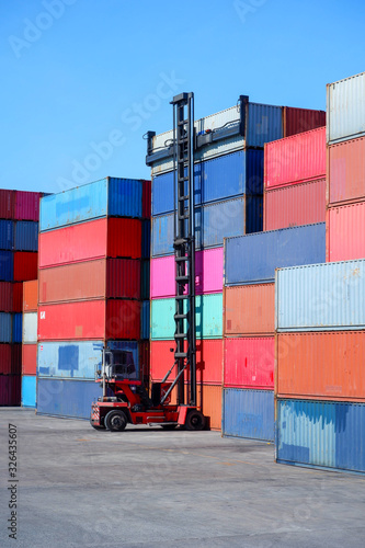 Container handlers in the harbor For imports and exports