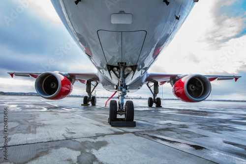 Low angle view of airplane in airport