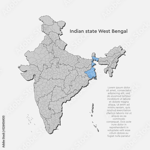 India country map West Bengal state template