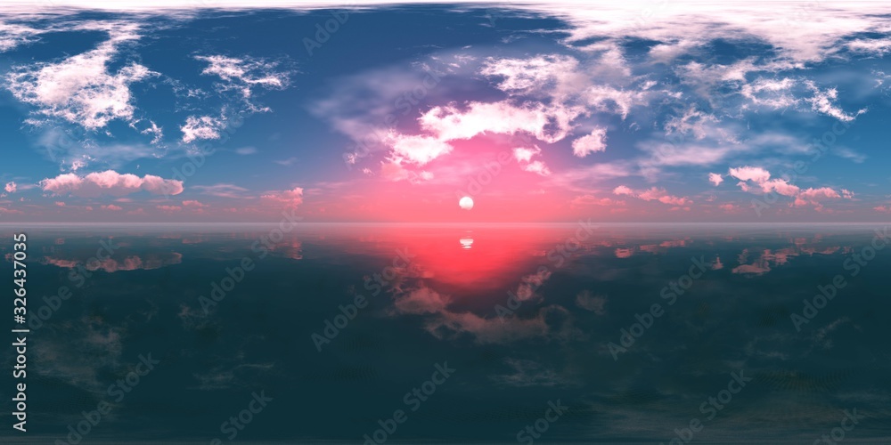 Fototapeta premium HDRI, environment map , Round panorama, spherical panorama, equidistant projection, panorama 360, seascape, 3d rendering