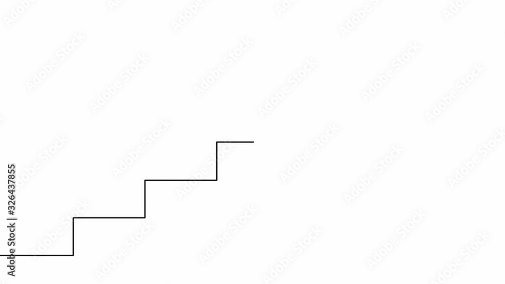 Animation of one line drawing of stairs. Animation of one line drawing of stairs.
