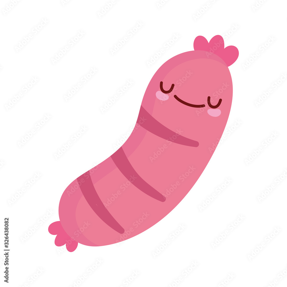 happy sausage cartoon food cute line and fill style Stock Vector