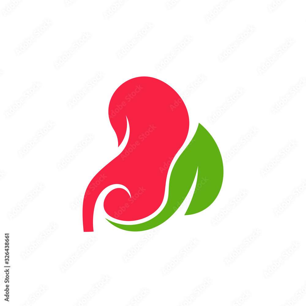 Kidney with Leaf Logo Design Inspiration Template vector Kidney with Leaf Logo Design Inspiration Template vector