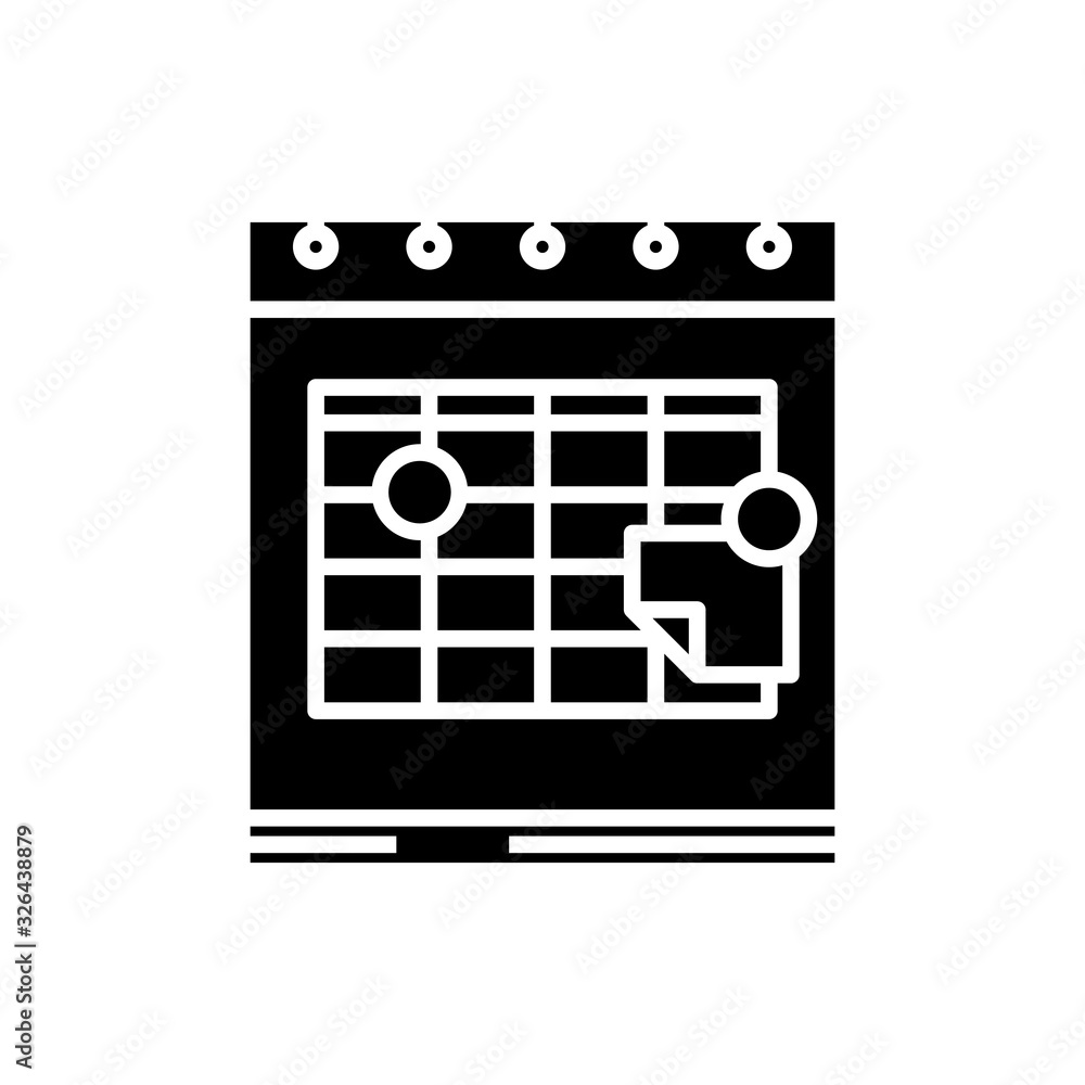 Calendar view black icon, concept illustration, vector flat symbol, glyph sign. Calendar view black icon, concept illustration, vector flat symbol, glyph sign.