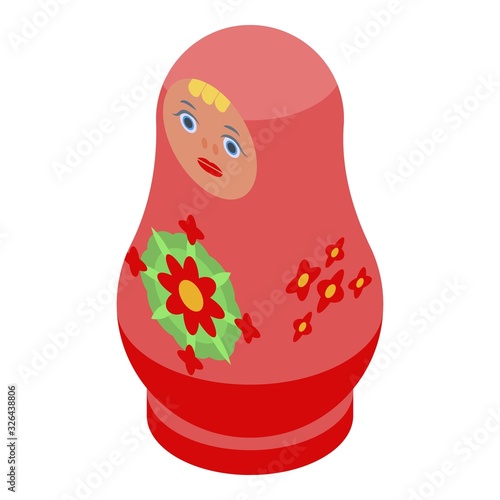 Floral nesting doll icon. Isometric of floral nesting doll vector icon for web design isolated on white background