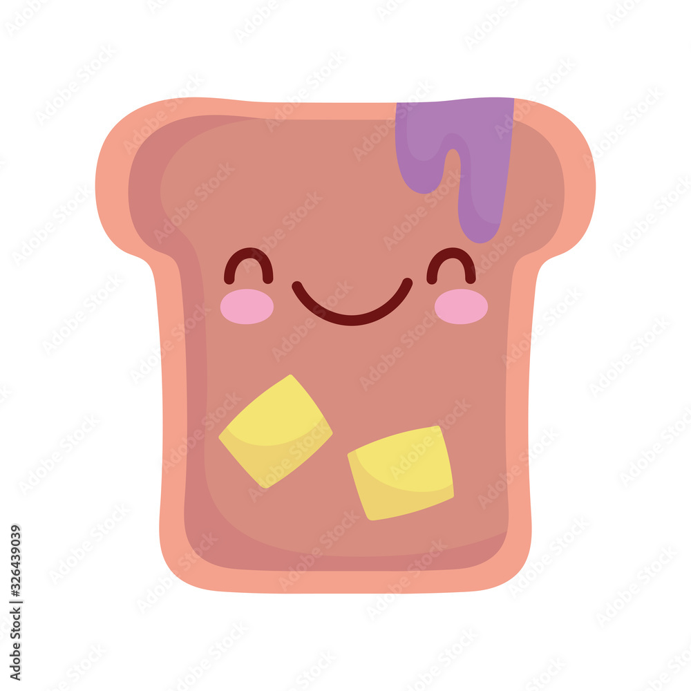bread with butter and jam cartoon food cute line and fill style bread with butter and jam cartoon food cute line and fill style