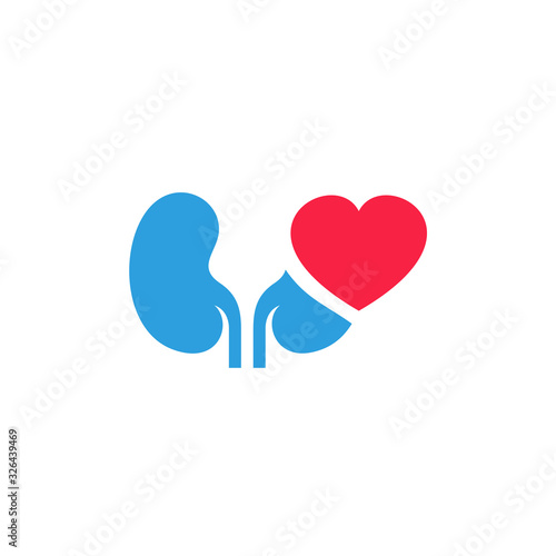 Kidney with love Logo Design Inspiration Template vector
