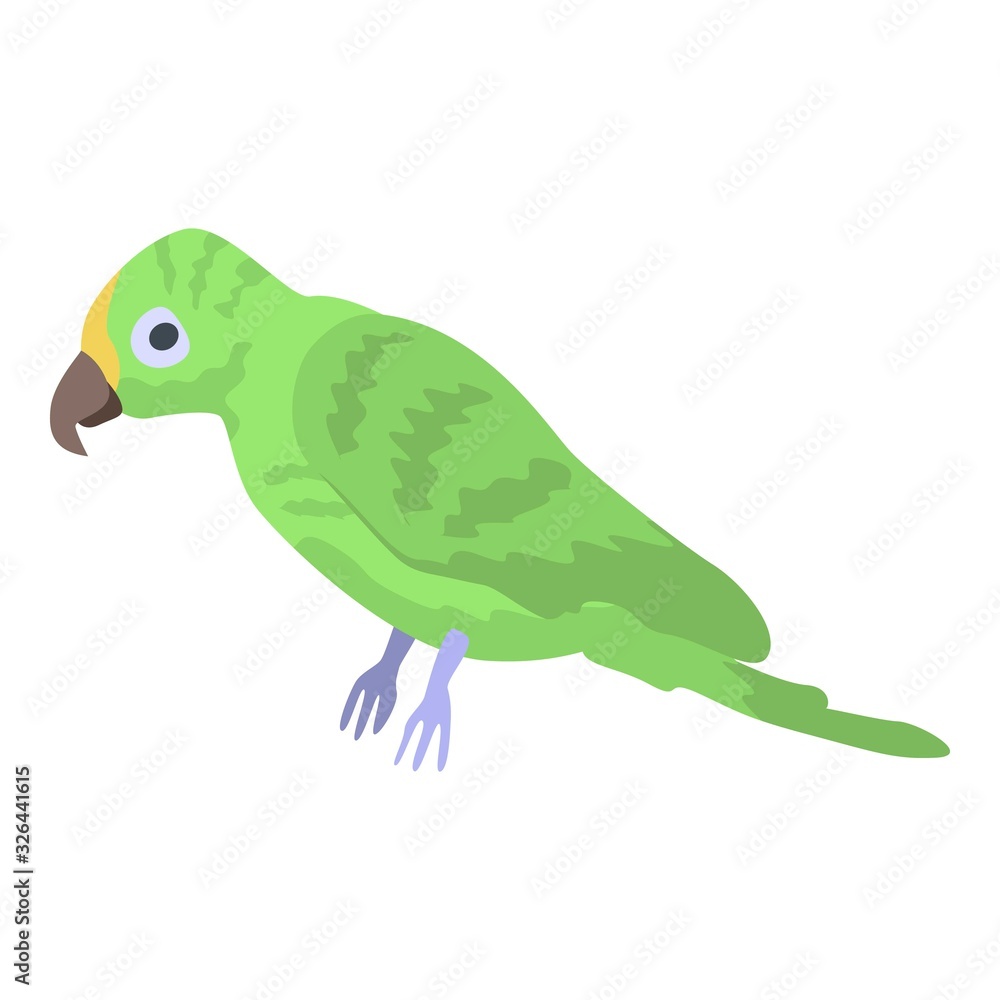 Fototapeta premium Green parrot icon. Isometric of green parrot vector icon for web design isolated on white background