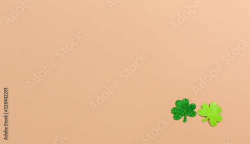 Saint Patricks Day ornaments with copy space