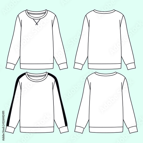 Ilustracion de siluetas de sudadera con direferentes variantes para moda ya sea invierno o verano