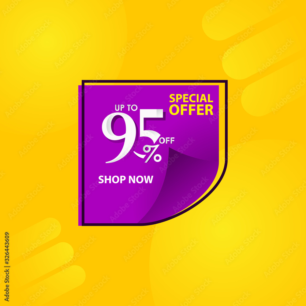 Discount Label up to 95% of Special Offer, Shop Now Vector Template Design Illustration Discount Label up to 95% of Special Offer, Shop Now Vector Template Design Illustration