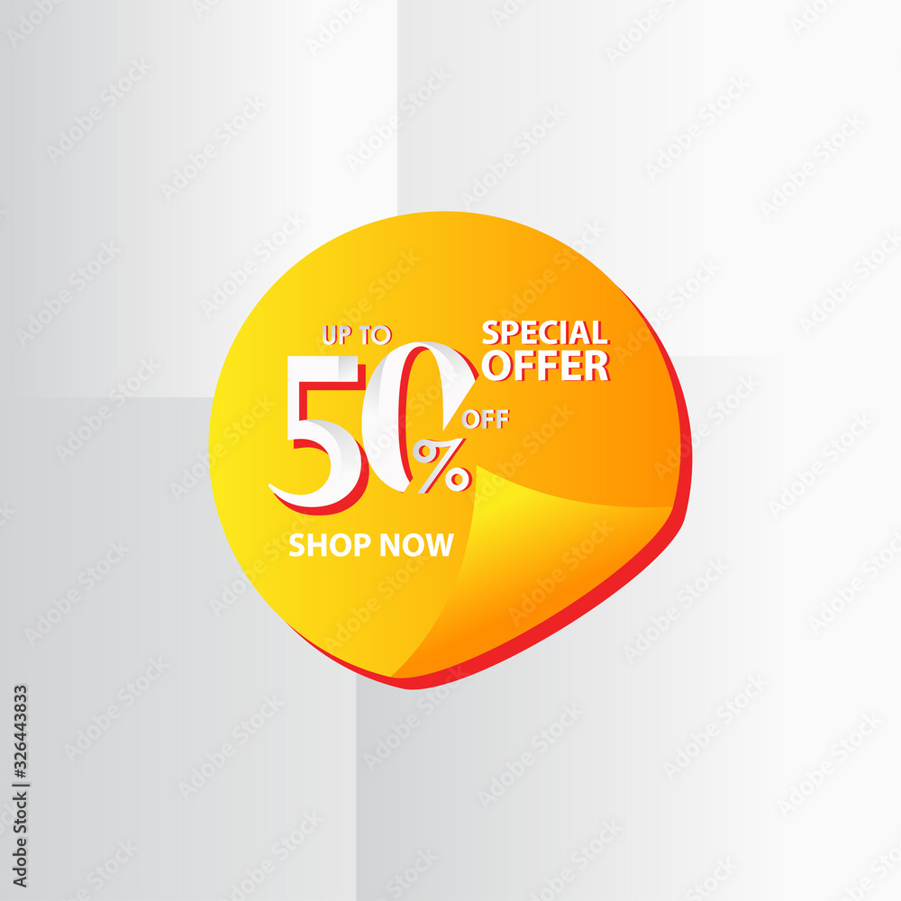 Discount Label up to 50% of Special Offer, Shop Now Vector Template Design Illustration Discount Label up to 50% of Special Offer, Shop Now Vector Template Design Illustration