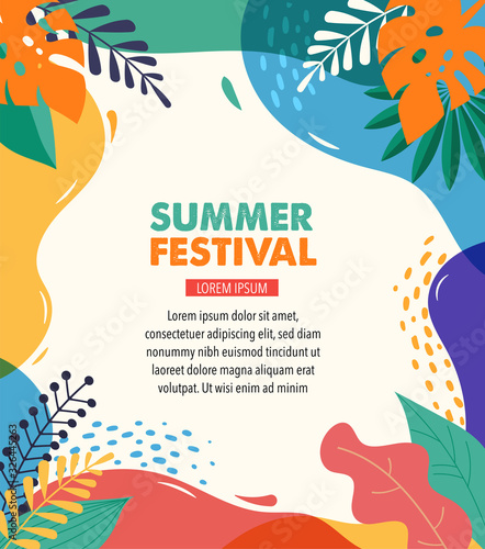 Hello Summer, festival and fair banner design with vintage colors