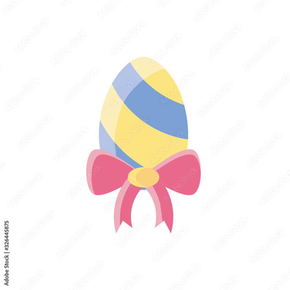 easter egg with decorative bow, flat style icon easter egg with decorative bow, flat style icon