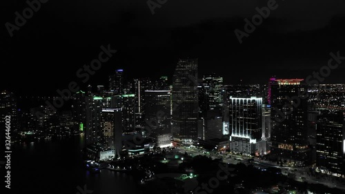 Wallpaper Mural Sweeping shot Downtown Miami aerial night 4k Torontodigital.ca