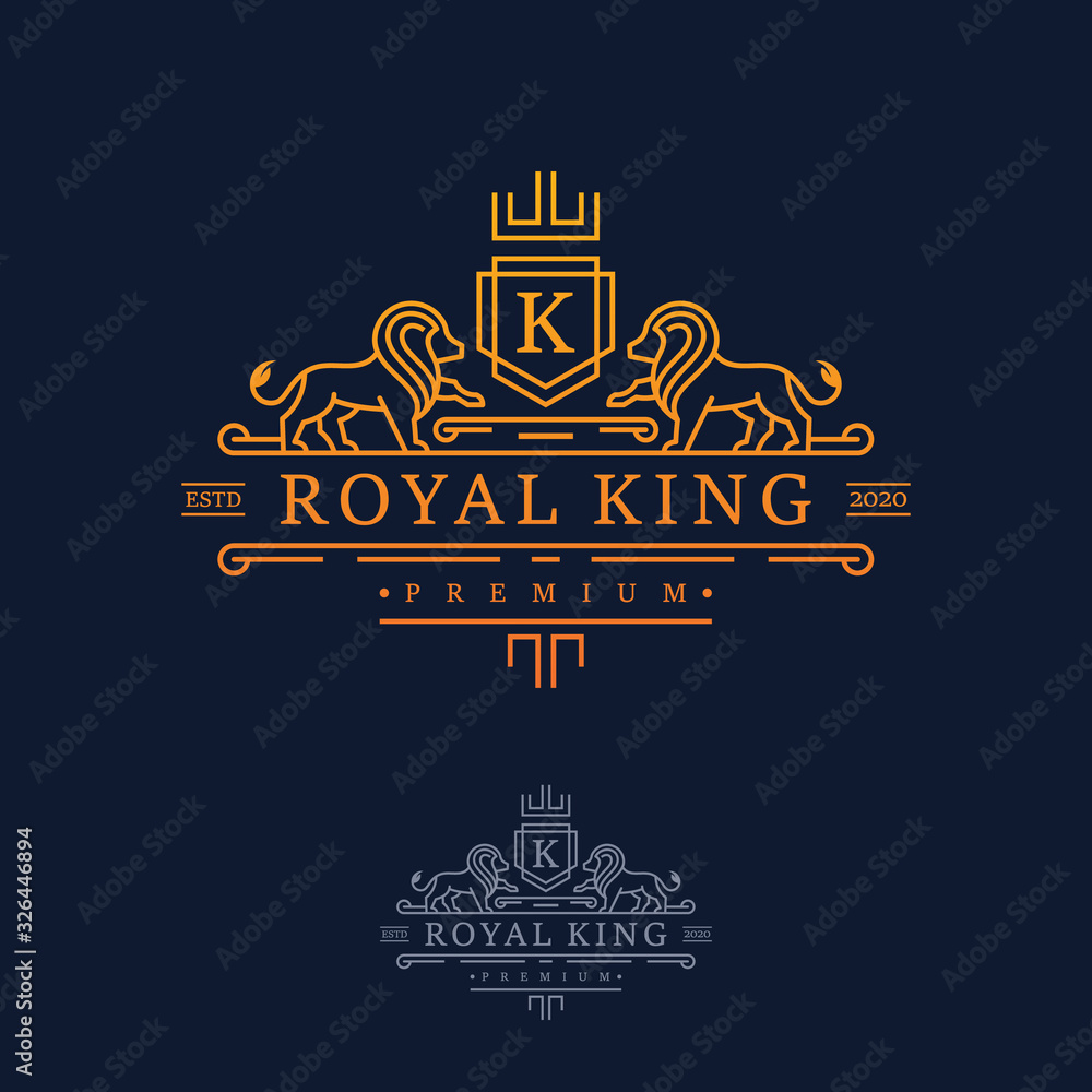 Fototapeta Luxury Royal Lion King logo design inspiration