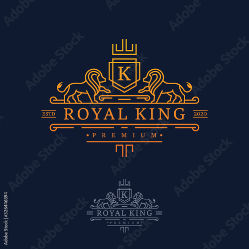 Fototapeta Luxury Royal Lion King logo design inspiration