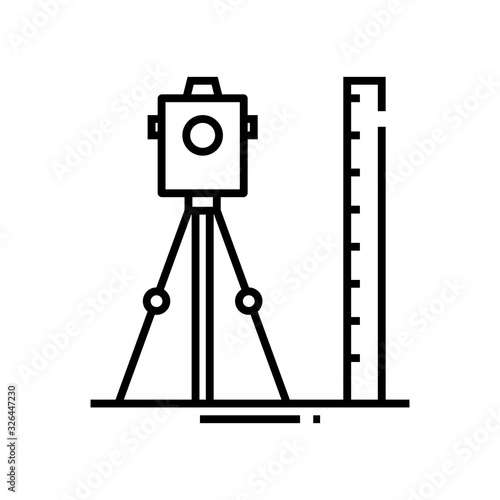 Geodesic works line icon, concept sign, outline vector illustration, linear symbol.