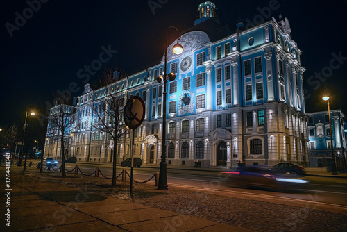 St. Petersburg, Russia - February 25, 2020 - eighteenth century building against the night sky photo