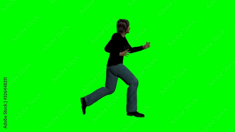 Long haired man creeping on green screen Long haired man creeping on green screen