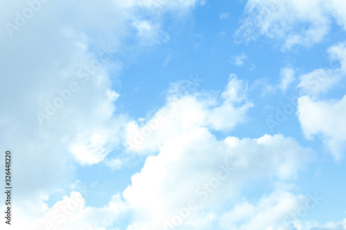 Picturesque view of beautiful blue sky with fluffy white clouds