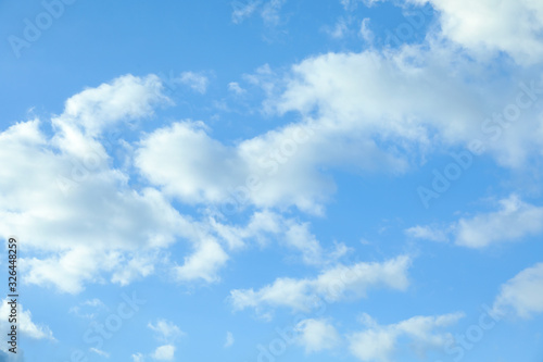 Picturesque view of beautiful blue sky with fluffy white clouds