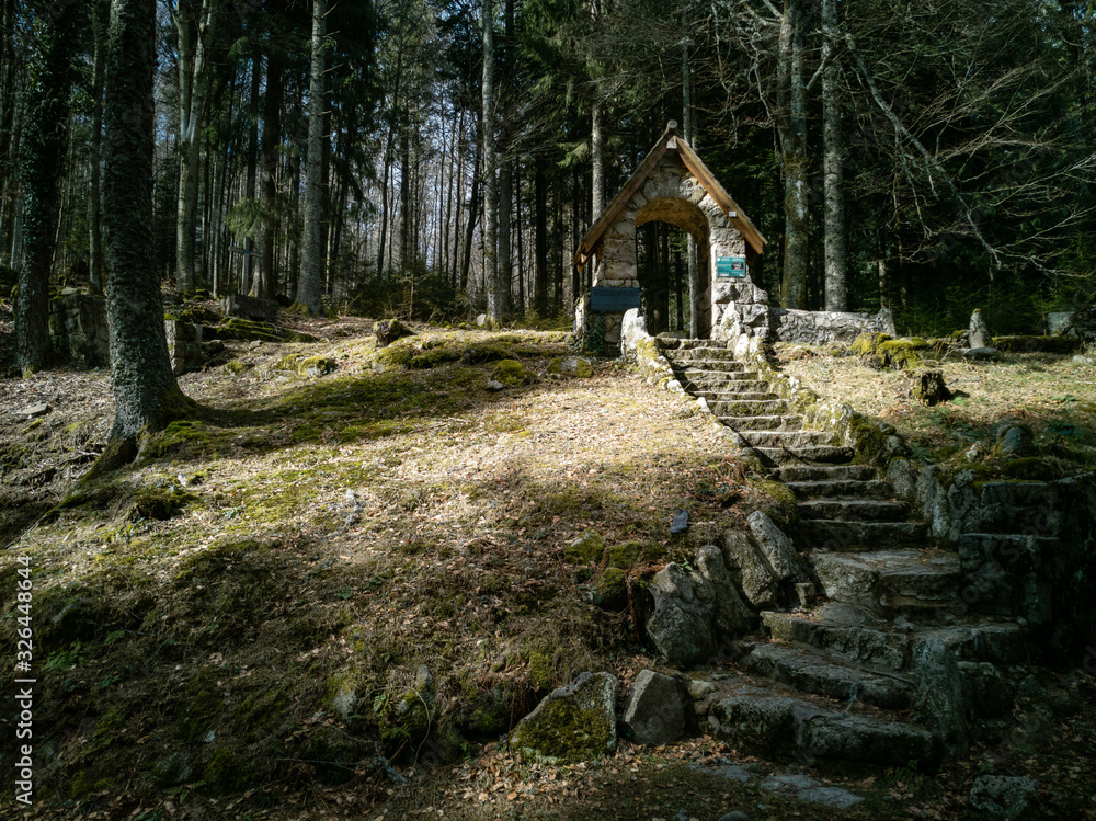 L'escalier monumental à l'entrée du Cimetière Kahm, Le Bonhomme, Alsace, France