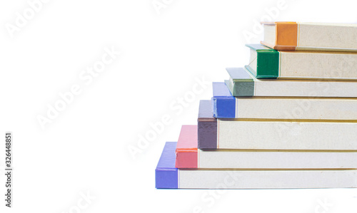 Colorful books isolated on white background