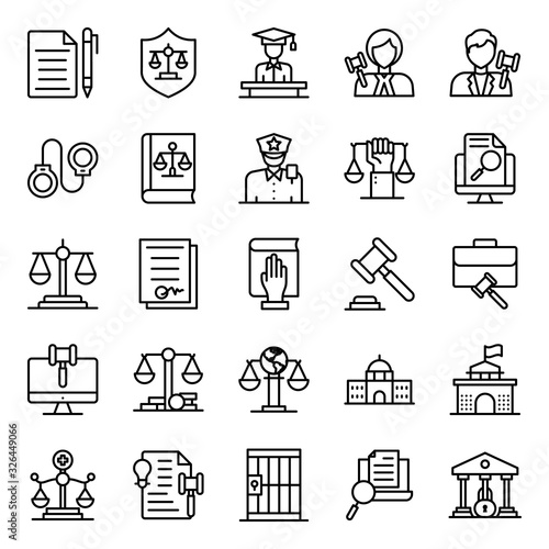  Law Line Icons Vector Pack 
