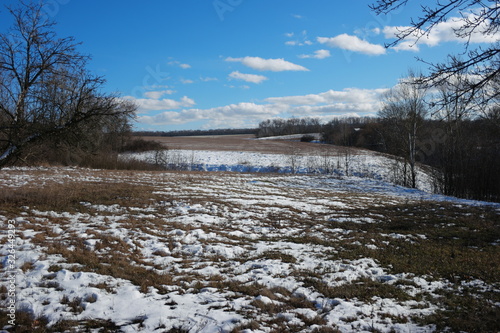  white snow in the meadow