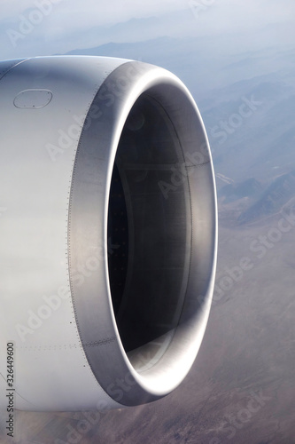 view from window of airplane engine