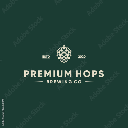 brewery hops logo vector retro vintage label illustration