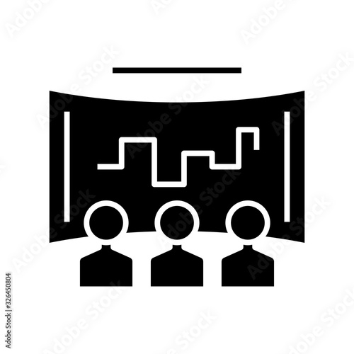 Cinema entertaiment black icon, concept illustration, vector flat symbol, glyph sign.